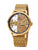Skeleton gold color watch see through movement with sapphire coated glass.