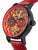 Black crown in a shape of a pumpkin with black hands Breguet design along gold color Roman numerals.