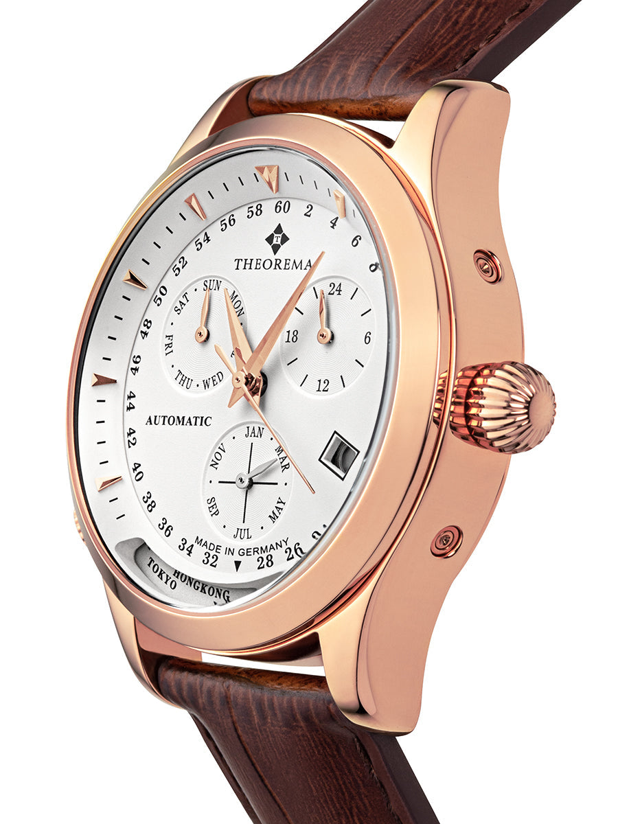 Rose Case and Brown Leather with white face Paragon Theorema