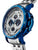 Blue case with silver metal bracelet and a multi tone dial.
